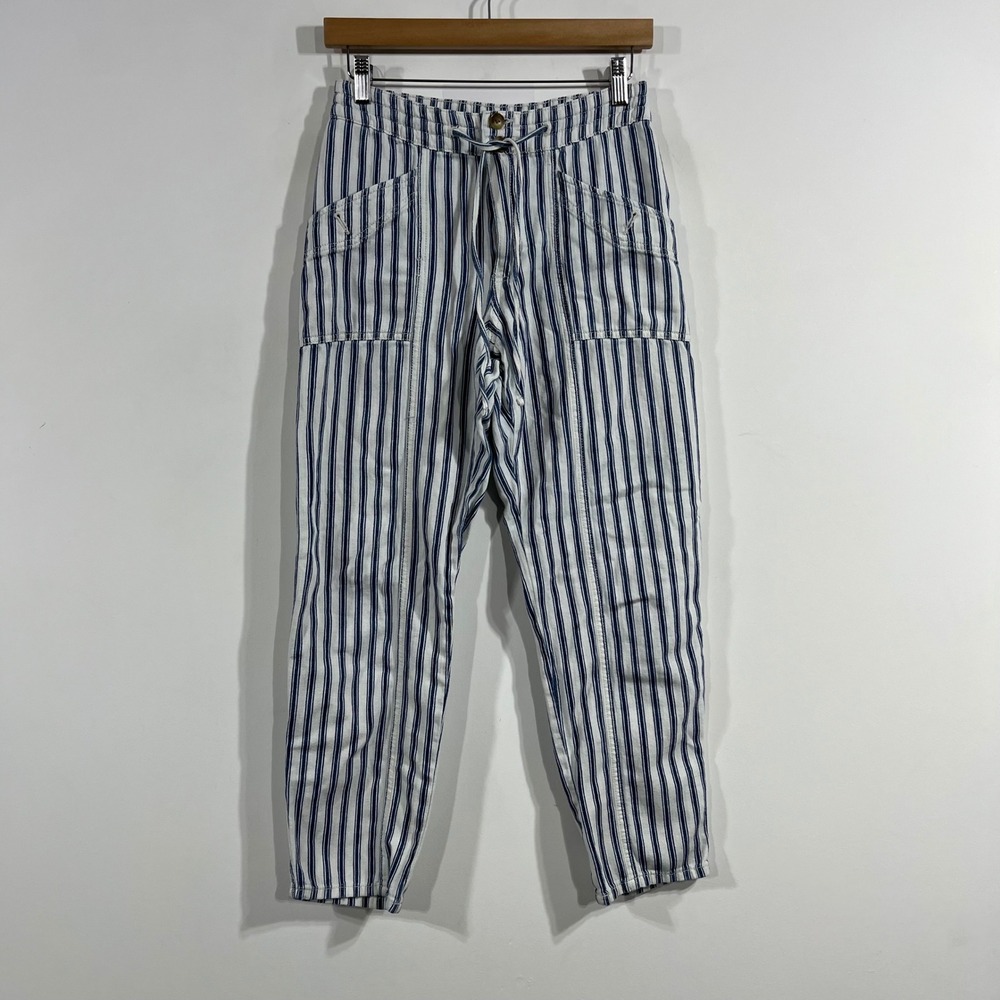 American Eagle Fisherman Nautical Striped Utility Pants Boho Drawstring Womens 4